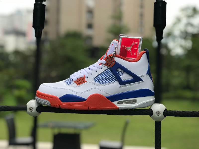 Air Jordan 4 Retro White Royal Orange Jordan 4 Custom Shoes 308497-171