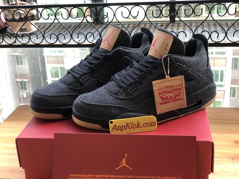 Levi's x Air Jordan 4 'Black Denim' For Sale Side Images