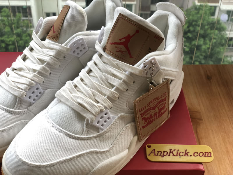 Levi's x Air Jordan 4 Retro 'White Denim' For Sale Side Details Images