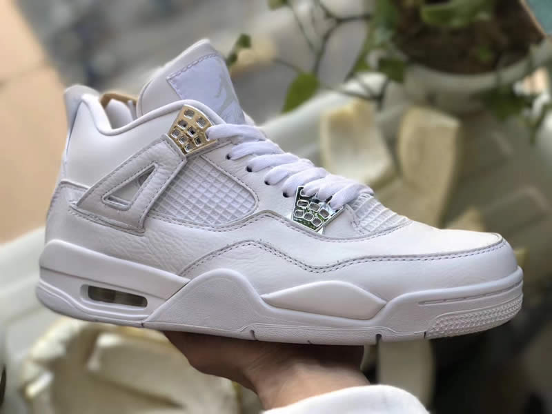 air jordan 4 all white silver pure money mens gs for sale 308497-100 pics