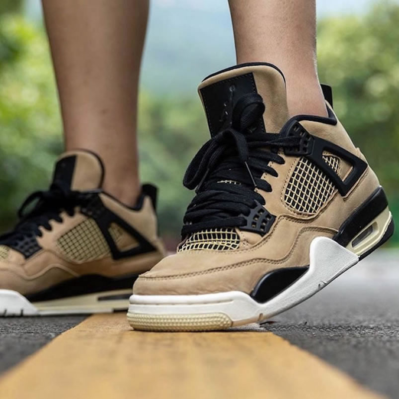 Air Jordan 4 Wmns Mushroom On Feet Womens Mens Aj4 Shoes Release Date Aq9129 200 (2) - newkick.cc