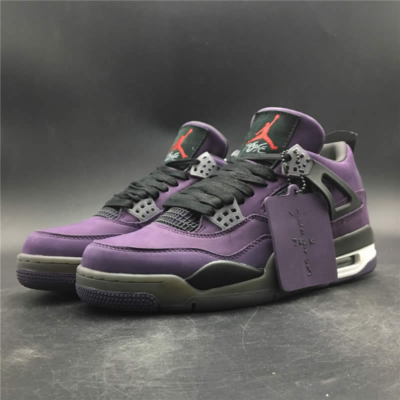 Travis Scott Air Jordan 4 Purple On Feet For Sale (1) - newkick.cc