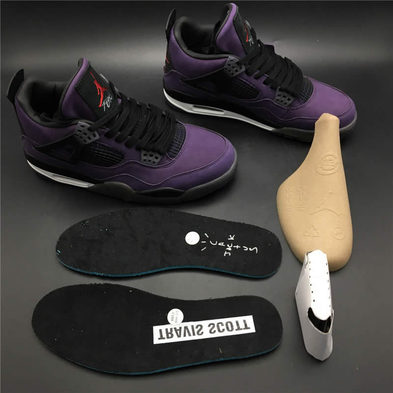 Travis Scott Air Jordan 4 Purple On Feet For Sale (4) - newkick.cc