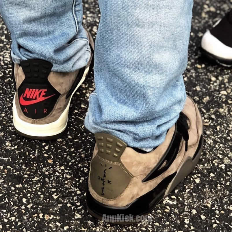 Travis Scott Olive Air Jordan 4 On Feet (2) - newkick.cc