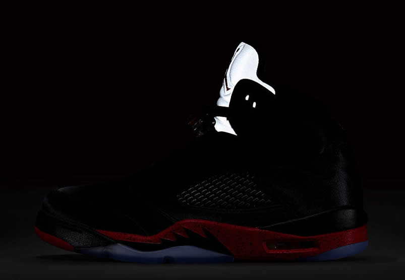 Air Jordan 5 Satin Bred Black University Red For Sale On Feet Outfit 136027 006 (14) - newkick.cc