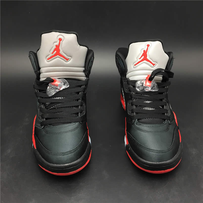 Air Jordan 5 Satin Bred Black University Red For Sale On Feet Outfit 136027 006 (5) - newkick.cc