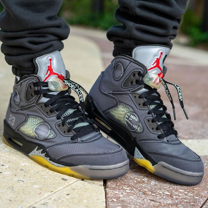 Off White Air Jordan 5 Black 2020 On Feet Release Date Ct8480 001 (1) - newkick.cc