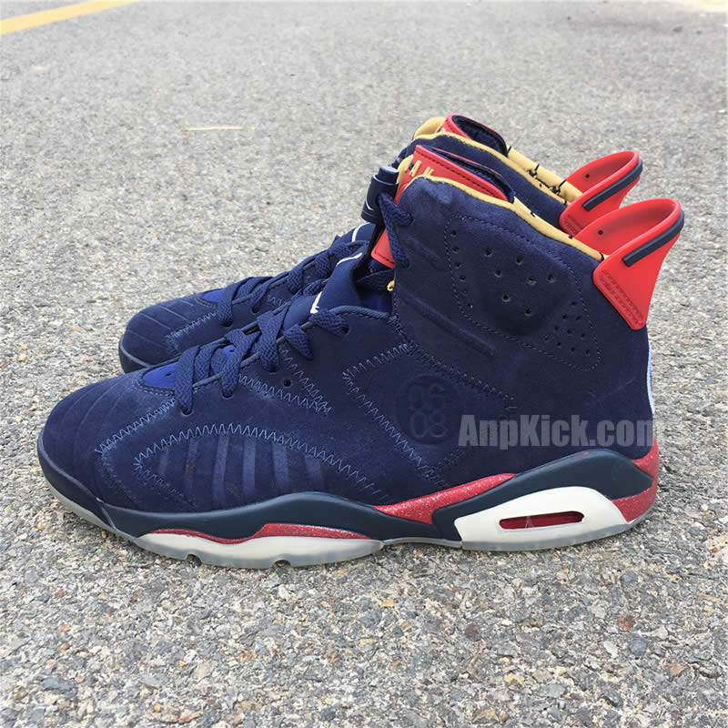 air jordan 6 retro db doernbecher navy blue and red detail image (1)