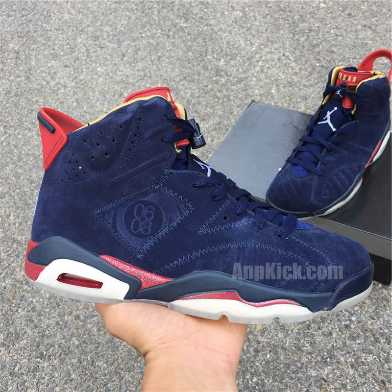 air jordan 6 retro db doernbecher navy blue and red detail image (5)