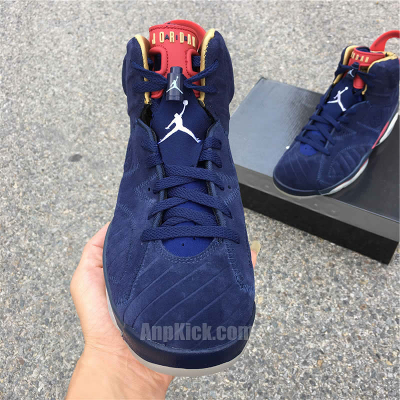 air jordan 6 retro db doernbecher navy blue and red detail image (6)