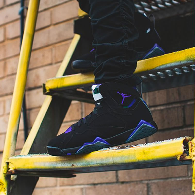 Air Jordan Retro 7 Ray Allen On Foot Pe Black And Purple 304775 053 (5) - newkick.cc