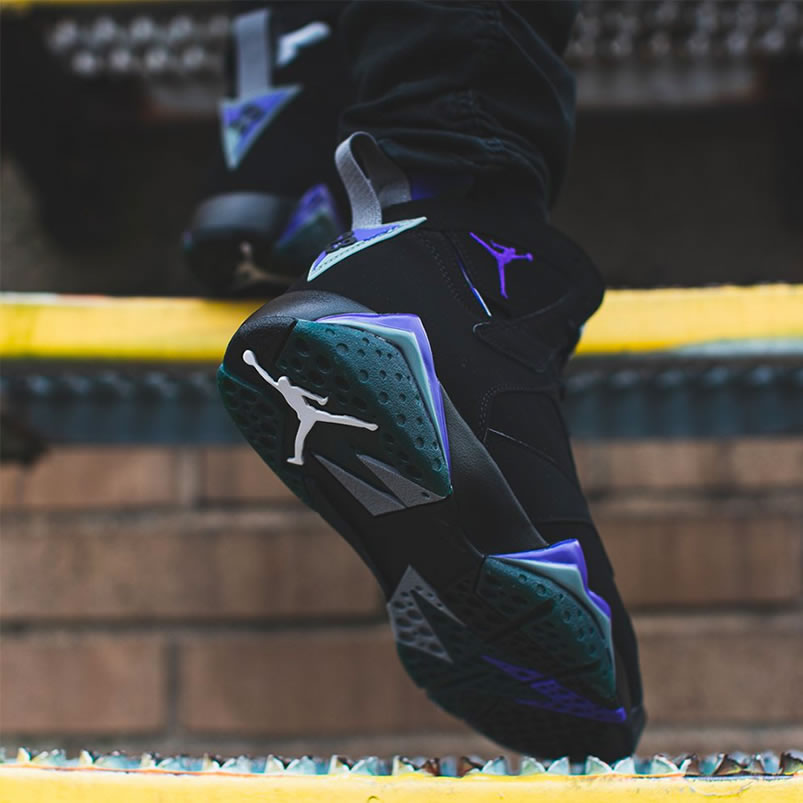 Air Jordan Retro 7 Ray Allen On Foot Pe Black And Purple 304775 053 (6) - newkick.cc