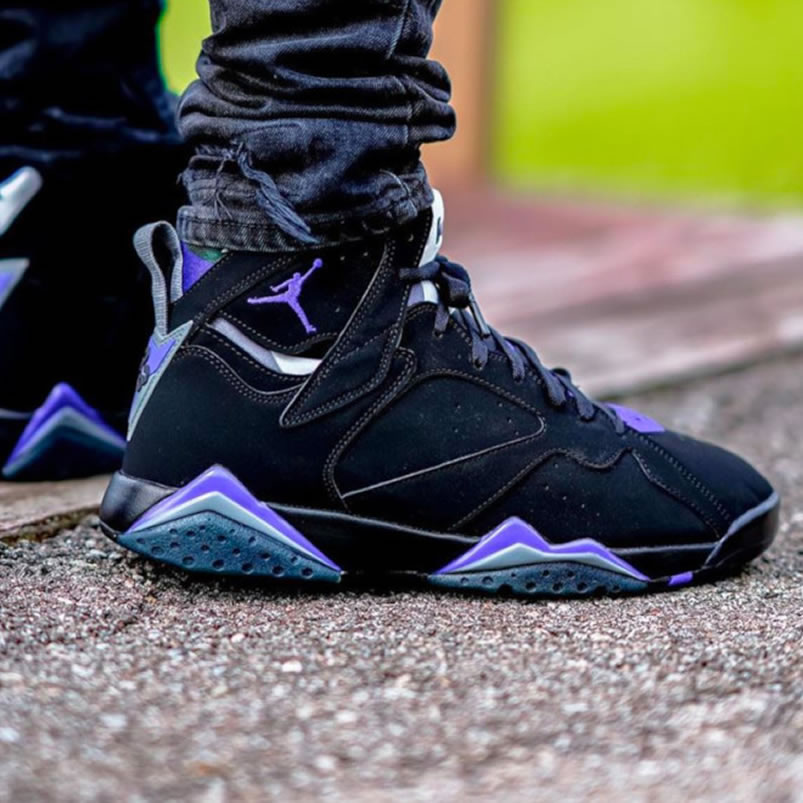 Air Jordan Retro 7 Ray Allen On Foot Pe Black And Purple 304775 053 (8) - newkick.cc