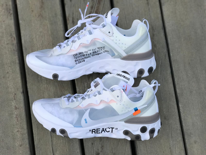 Off White x Nike React Element 87 White/Cone-Ice Blue AQ0068-100