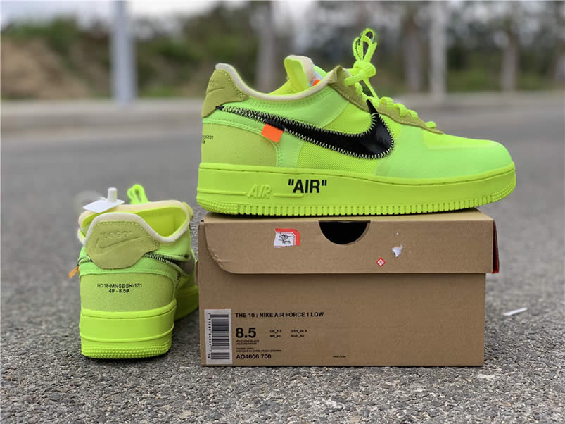 Off-White x Nike Air Force 1 Low 'Volt' Green Release Date AO4606-700 Pics