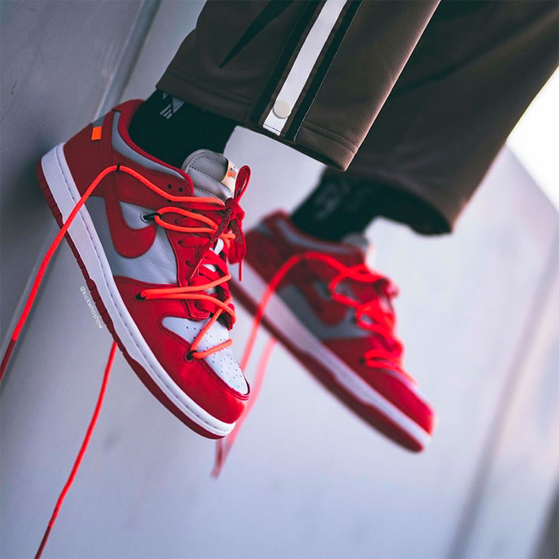 Off White Nike Dunk Low University Red Grey On Feet Release Date Ct0856 600 (1) - newkick.cc