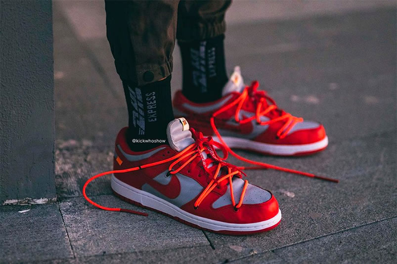 Off White Nike Dunk Low University Red Grey On Feet Release Date Ct0856 600 (2) - newkick.cc