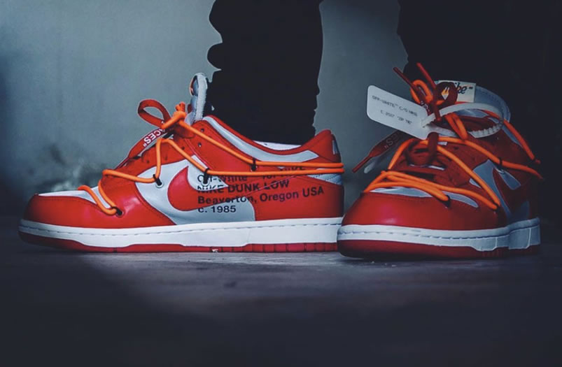 Off White Nike Dunk Low University Red Grey On Feet Release Date Ct0856 600 (4) - newkick.cc