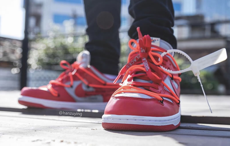 Off White Nike Dunk Low University Red Grey On Feet Release Date Ct0856 600 (6) - newkick.cc