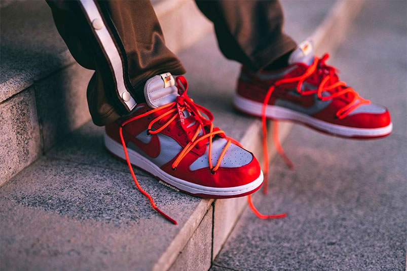 Off White Nike Dunk Low University Red Grey On Feet Release Date Ct0856 600 (7) - newkick.cc