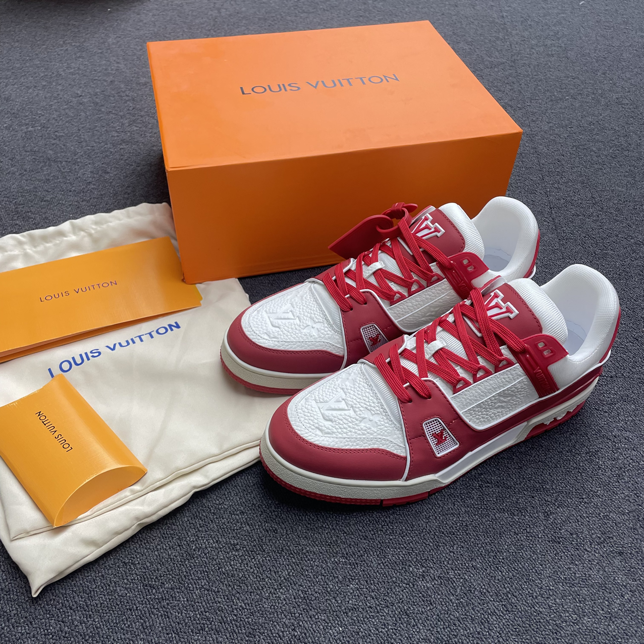 Louis Vuitton Trainer Red White 1a8pk6 (2) - newkick.cc