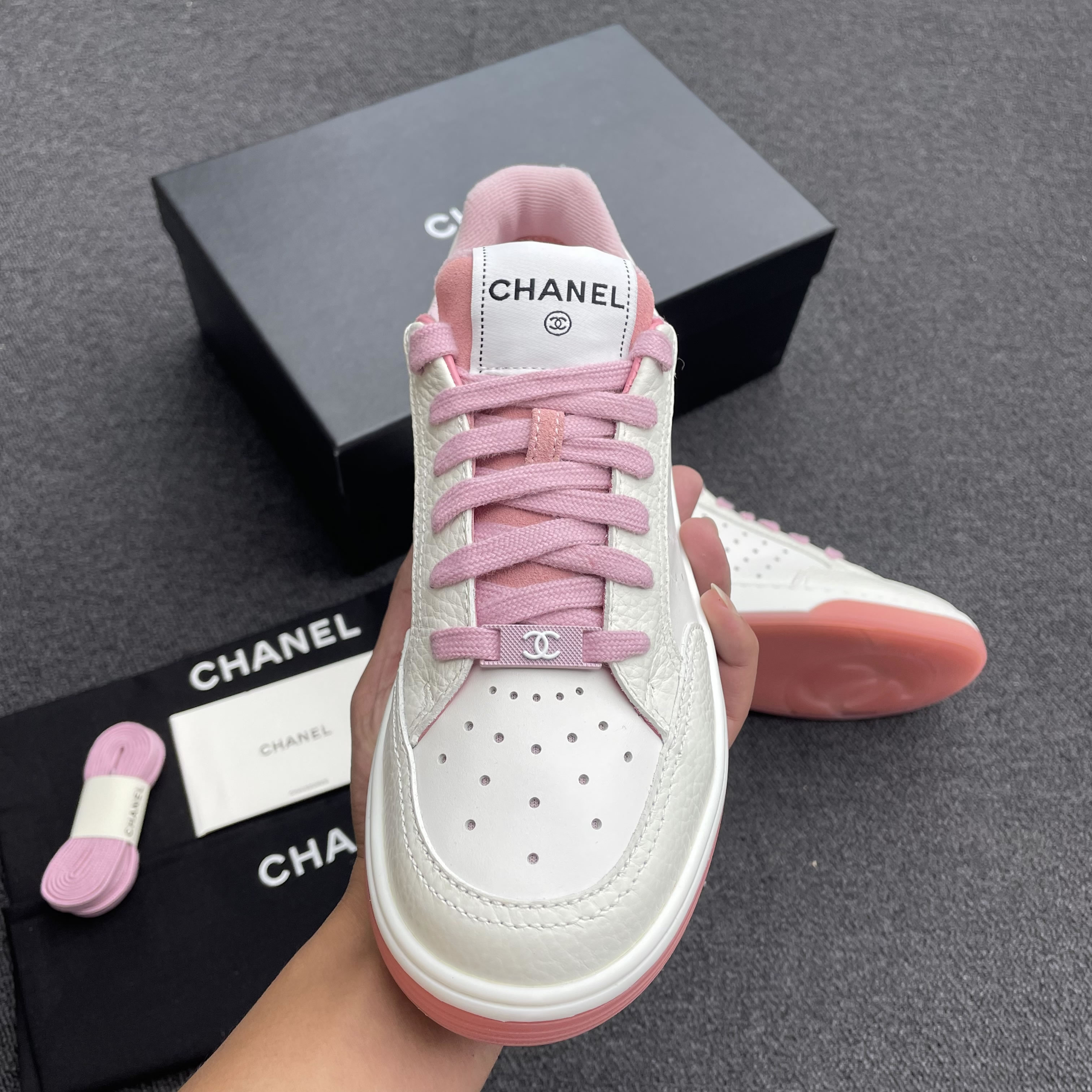 Chanel 22p Trainer White Black Burgundy Light Pink Blue (19) - newkick.cc