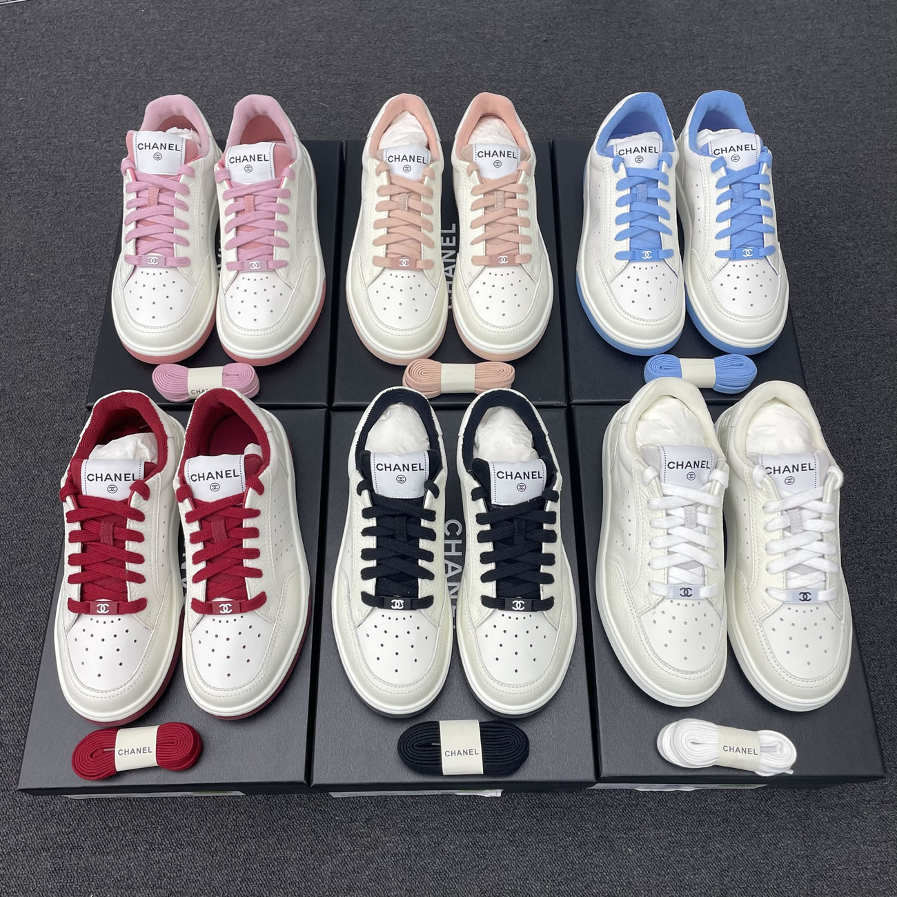 Chanel 22p Trainer White Black Burgundy Light Pink Blue (25) - newkick.cc