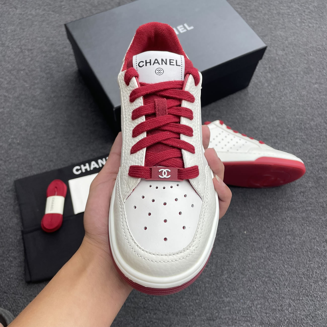 Chanel 22p Trainer White Black Burgundy Light Pink Blue (31) - newkick.cc