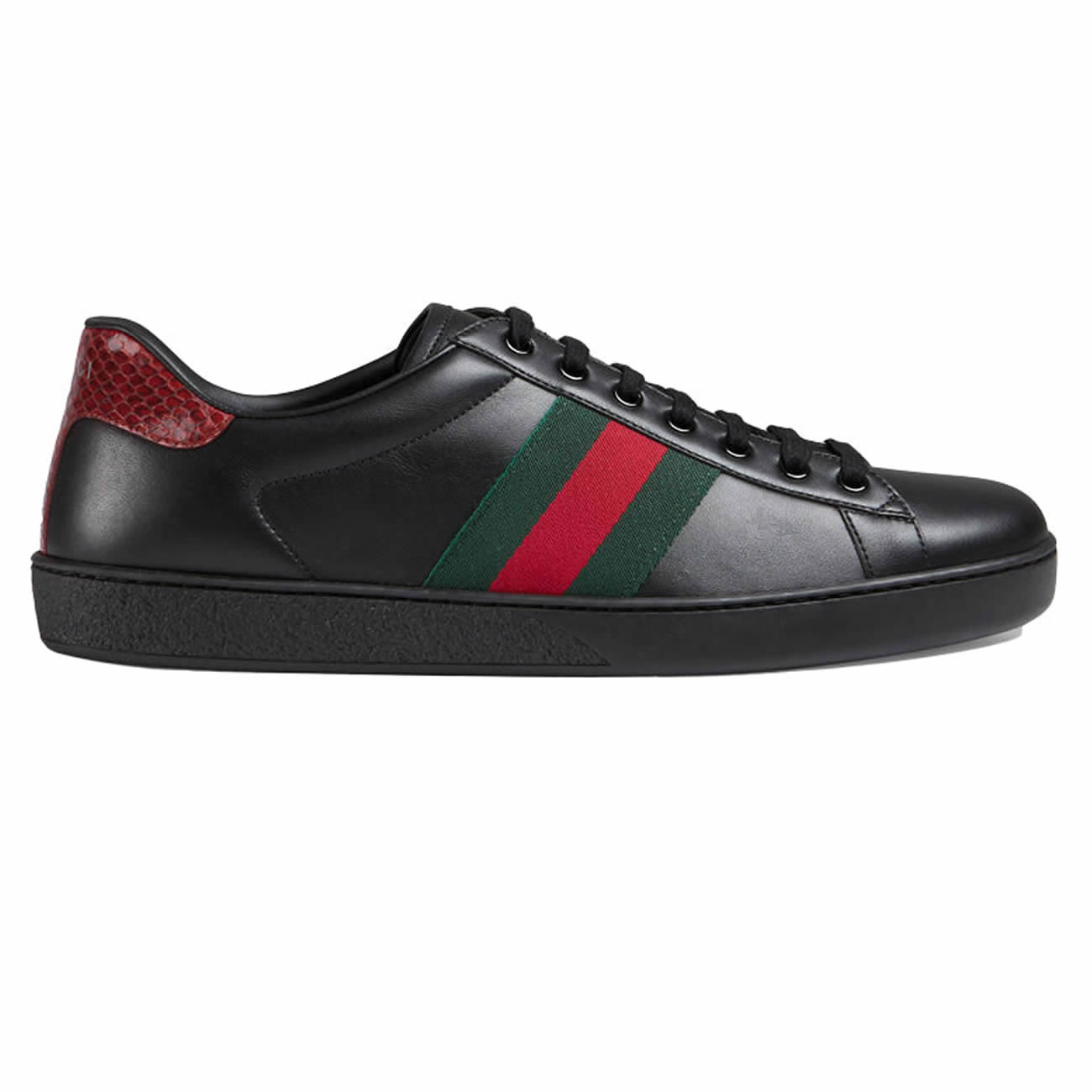 Gucci Ace Leather Black 386750 02jr0 1078 (2) - newkick.cc