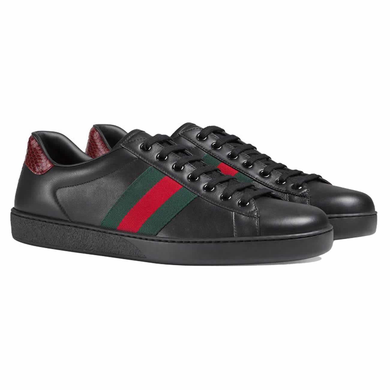 Gucci Ace Leather Black 386750 02jr0 1078 (3) - newkick.cc