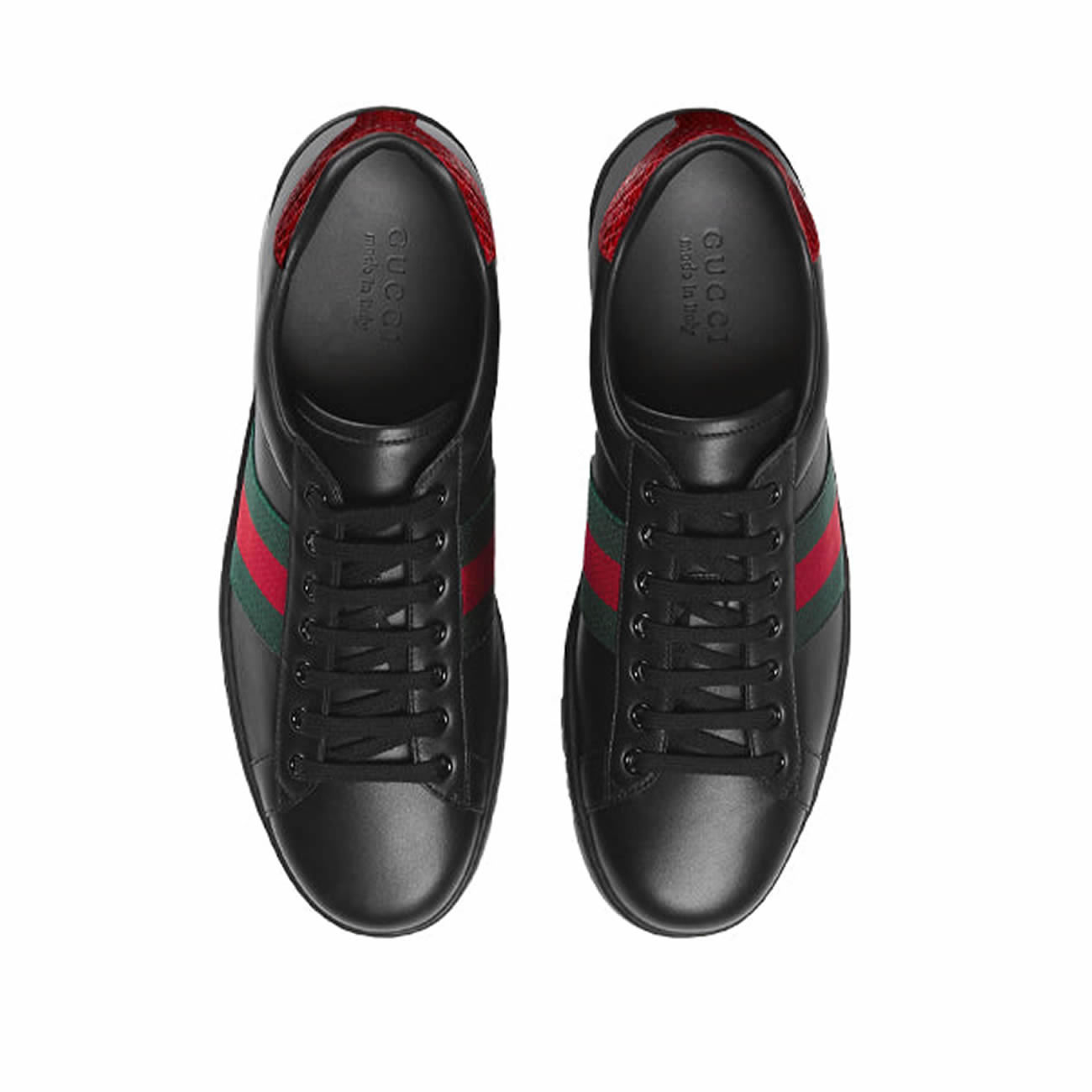 Gucci Ace Leather Black 386750 02jr0 1078 (4) - newkick.cc