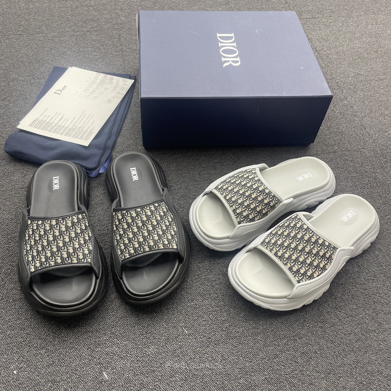 Dior H Town Sandals Grey Rubber And Beige And Black Dior Oblique Twilight 3sa132zyf H800 (9) - newkick.cc