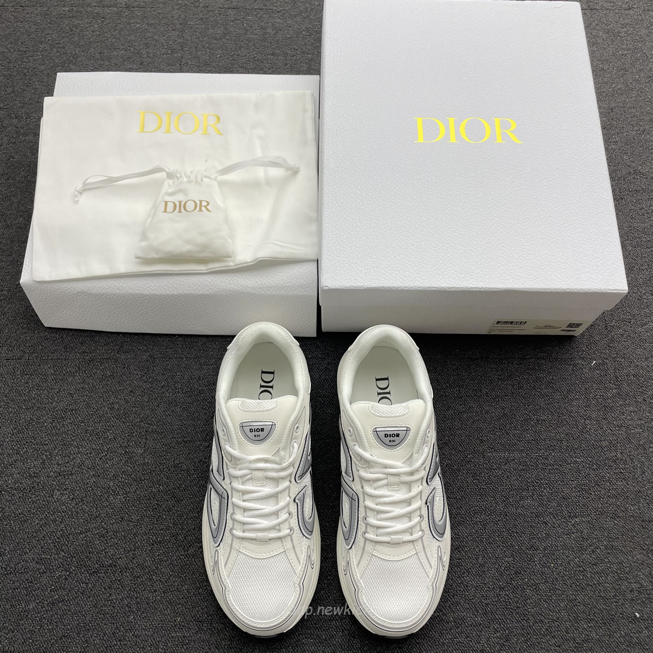 Dior B30 Microfiber Mesh White Grey 3sn279zndh000 (3) - newkick.cc