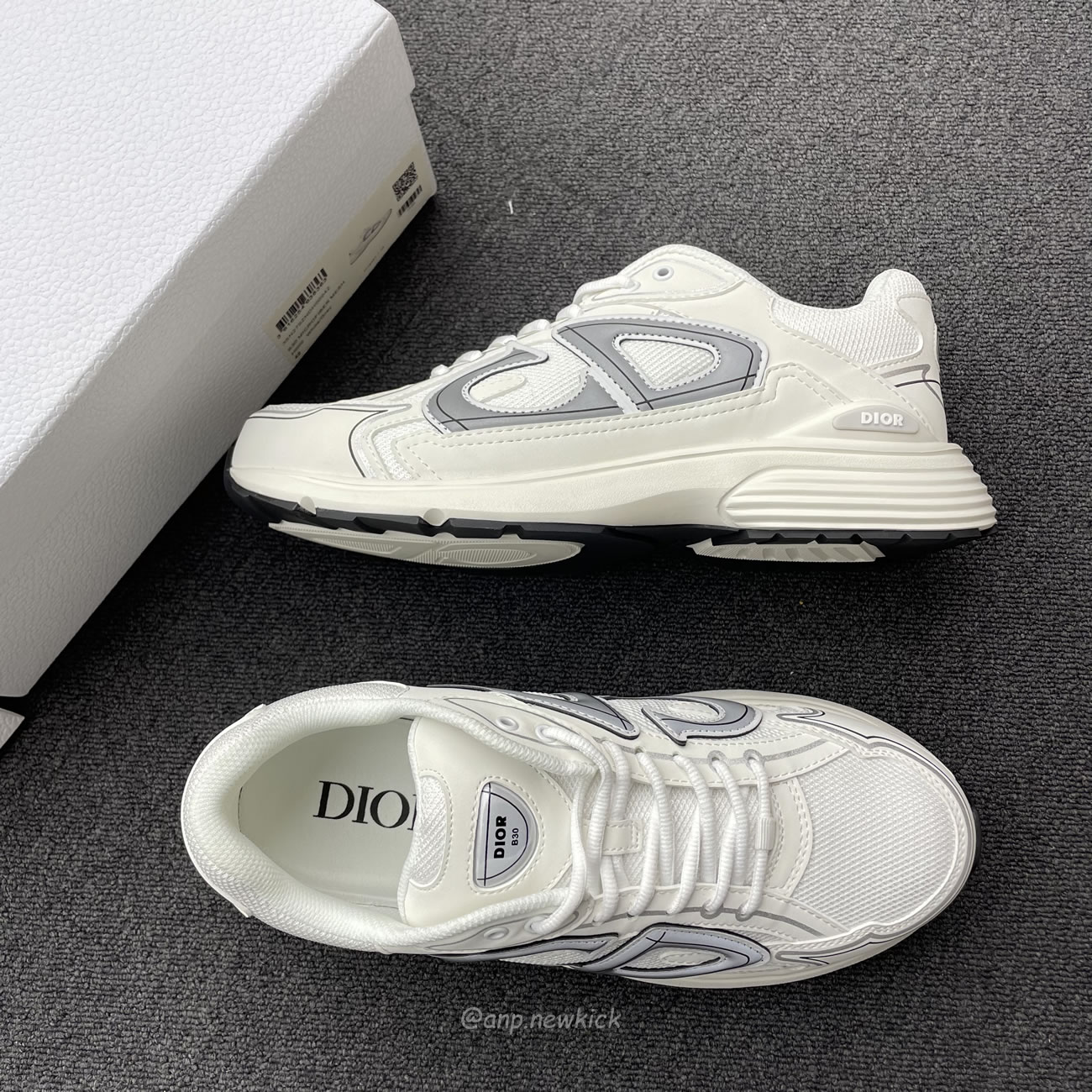 Dior B30 Microfiber Mesh White Grey 3sn279zndh000 (8) - newkick.cc