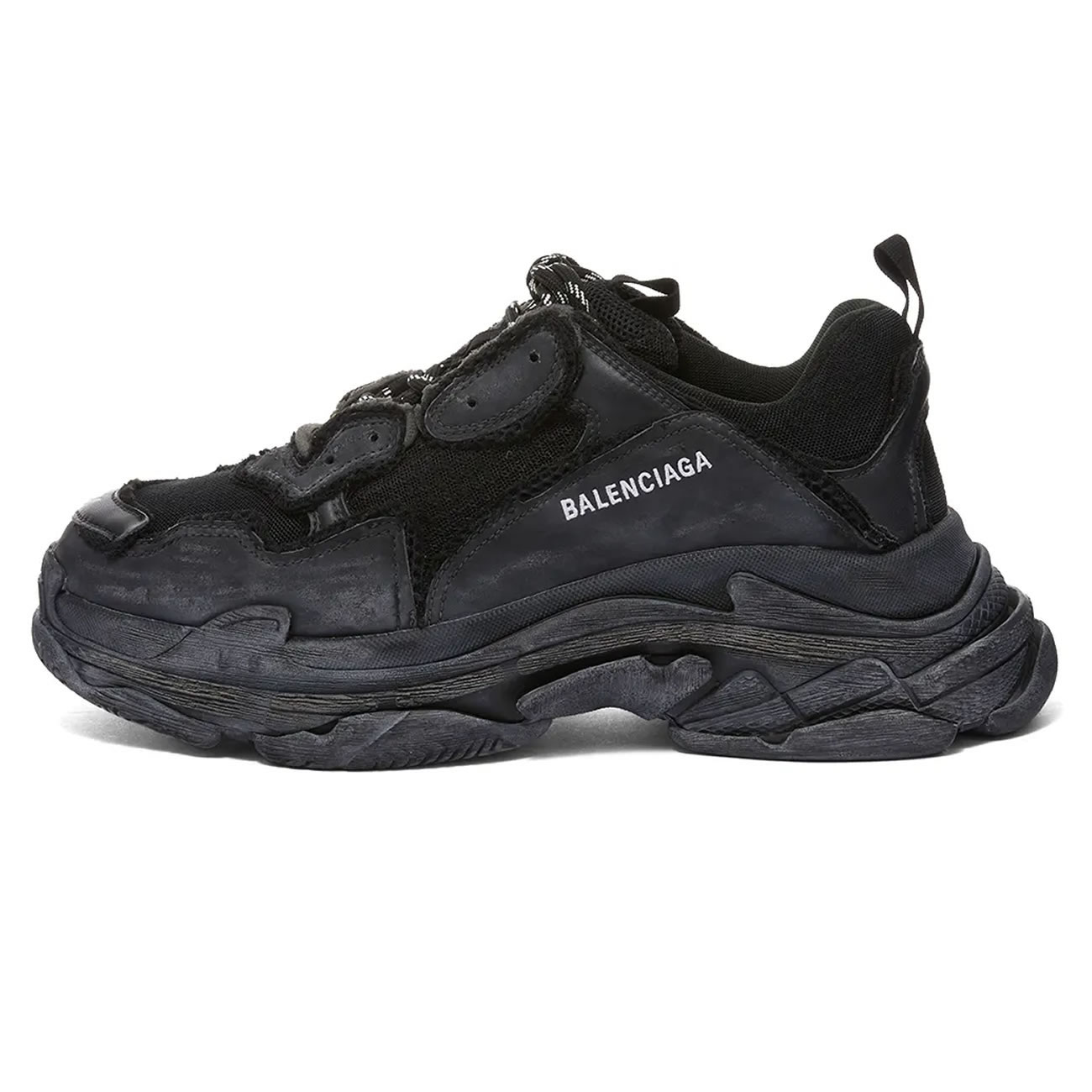 Balenciaga Triple S Triple Black 2018 Reissue Pre Distressed 512176 W09o1 1000 (8) - newkick.cc