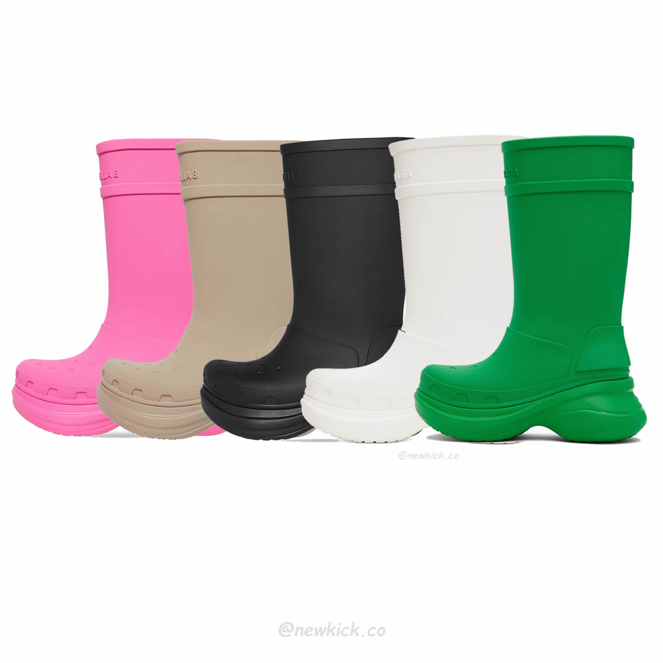 Balenciaga X Crocs Boot Black White Green Bright Pink Beige Rubber 677388w1s8e1000 (1) - newkick.cc