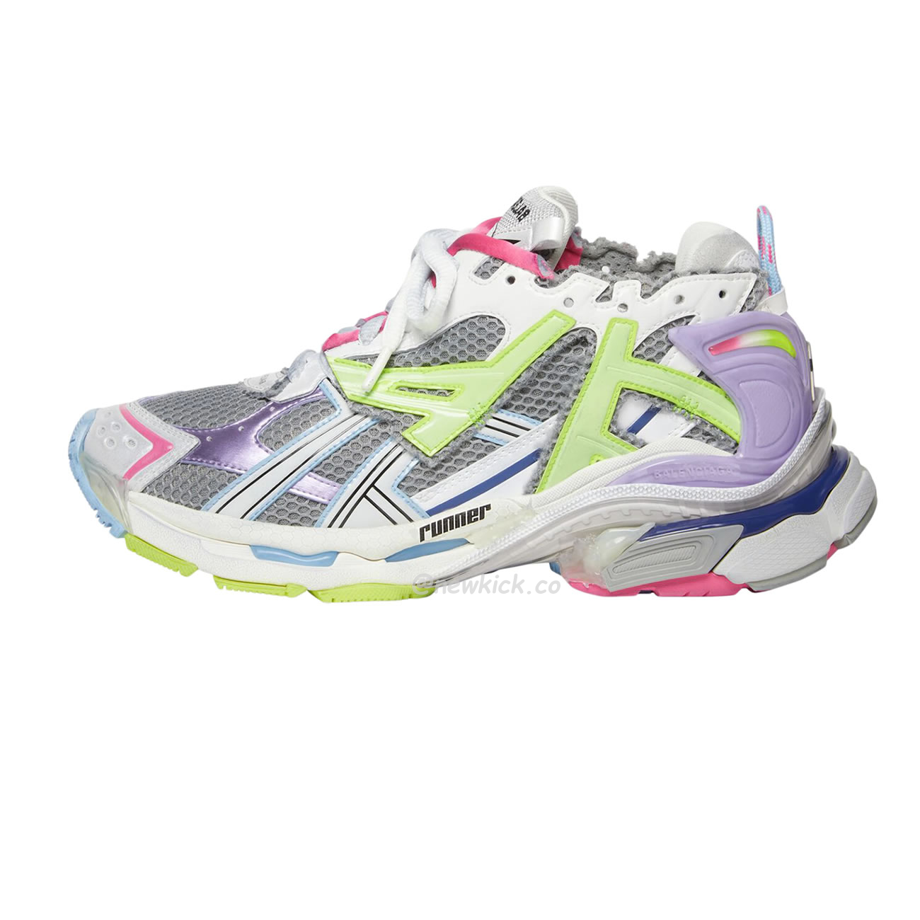 Balenciaga Runner Leather Free Grey Light Purple Neon Yellow White 677403w3rbp1745 (1) - newkick.cc