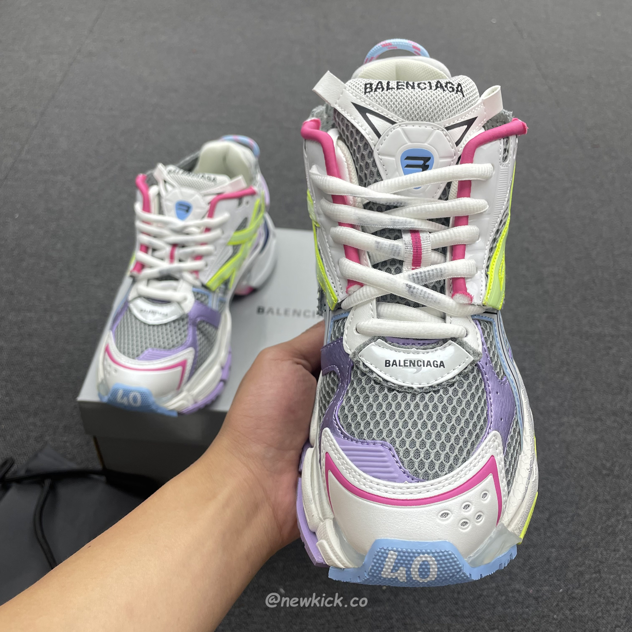 Balenciaga Runner Leather Free Grey Light Purple Neon Yellow White 677403w3rbp1745 (12) - newkick.cc