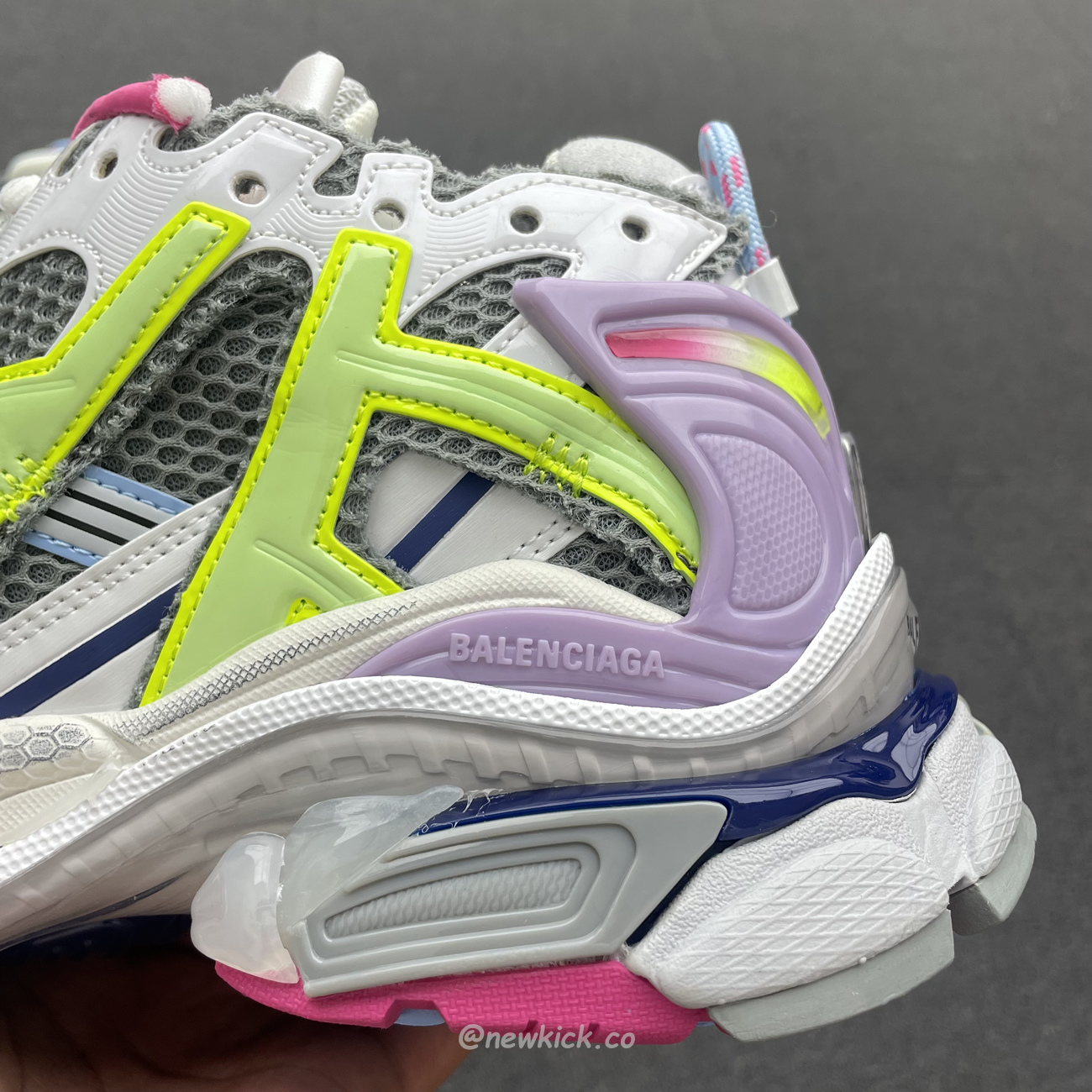 Balenciaga Runner Leather Free Grey Light Purple Neon Yellow White 677403w3rbp1745 (2) - newkick.cc