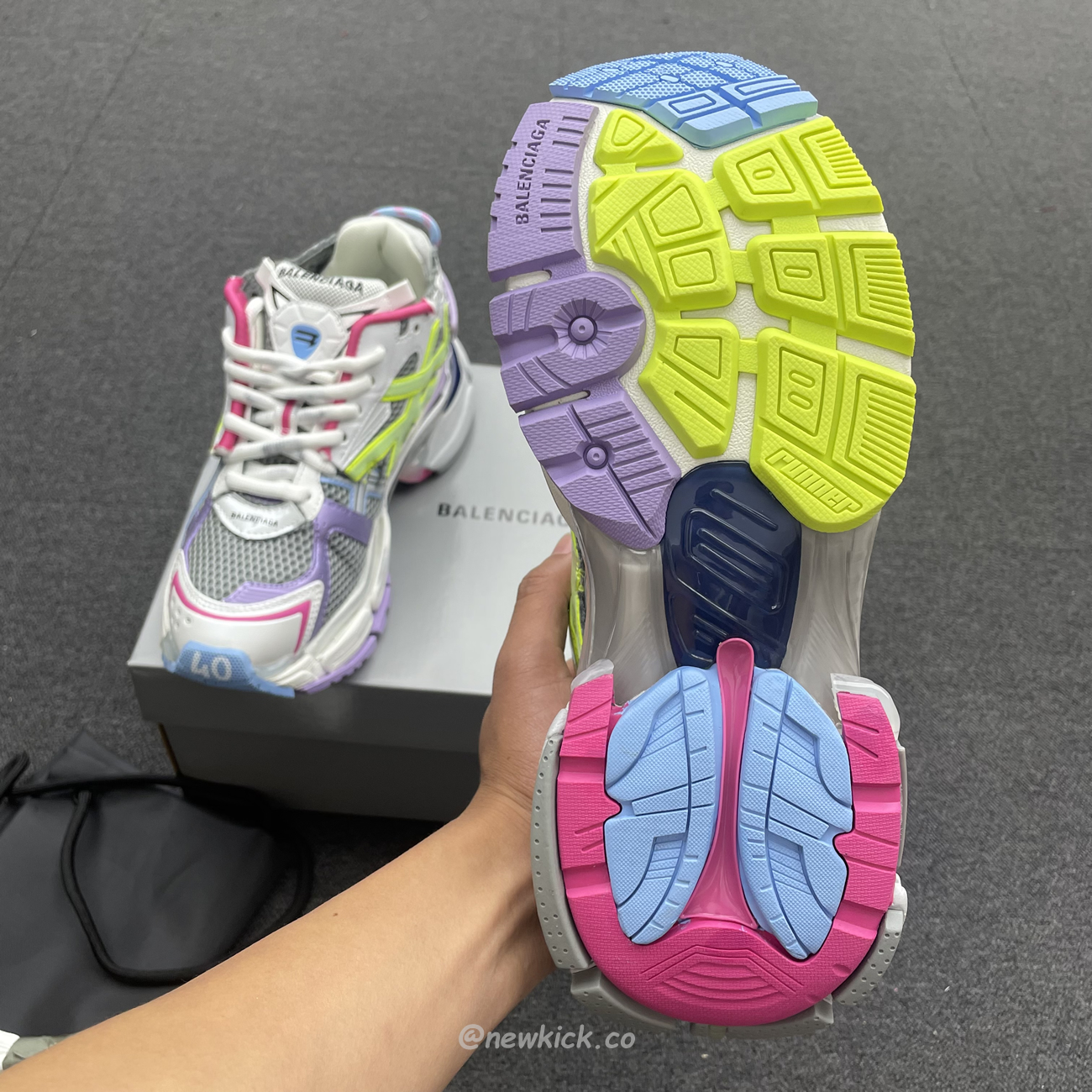 Balenciaga Runner Leather Free Grey Light Purple Neon Yellow White 677403w3rbp1745 (6) - newkick.cc