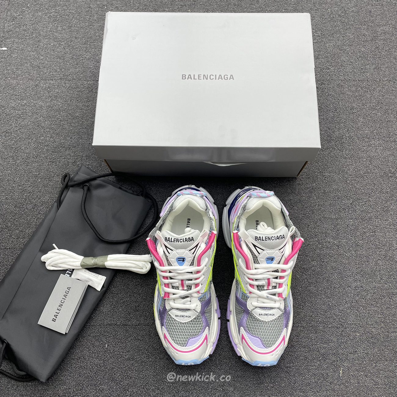 Balenciaga Runner Leather Free Grey Light Purple Neon Yellow White 677403w3rbp1745 (9) - newkick.cc