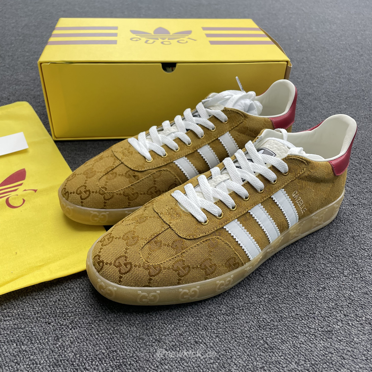 Adidas Gazelle Gucci Original Gg Beige Brown 707868 Uwv20 7162 (11) - newkick.cc