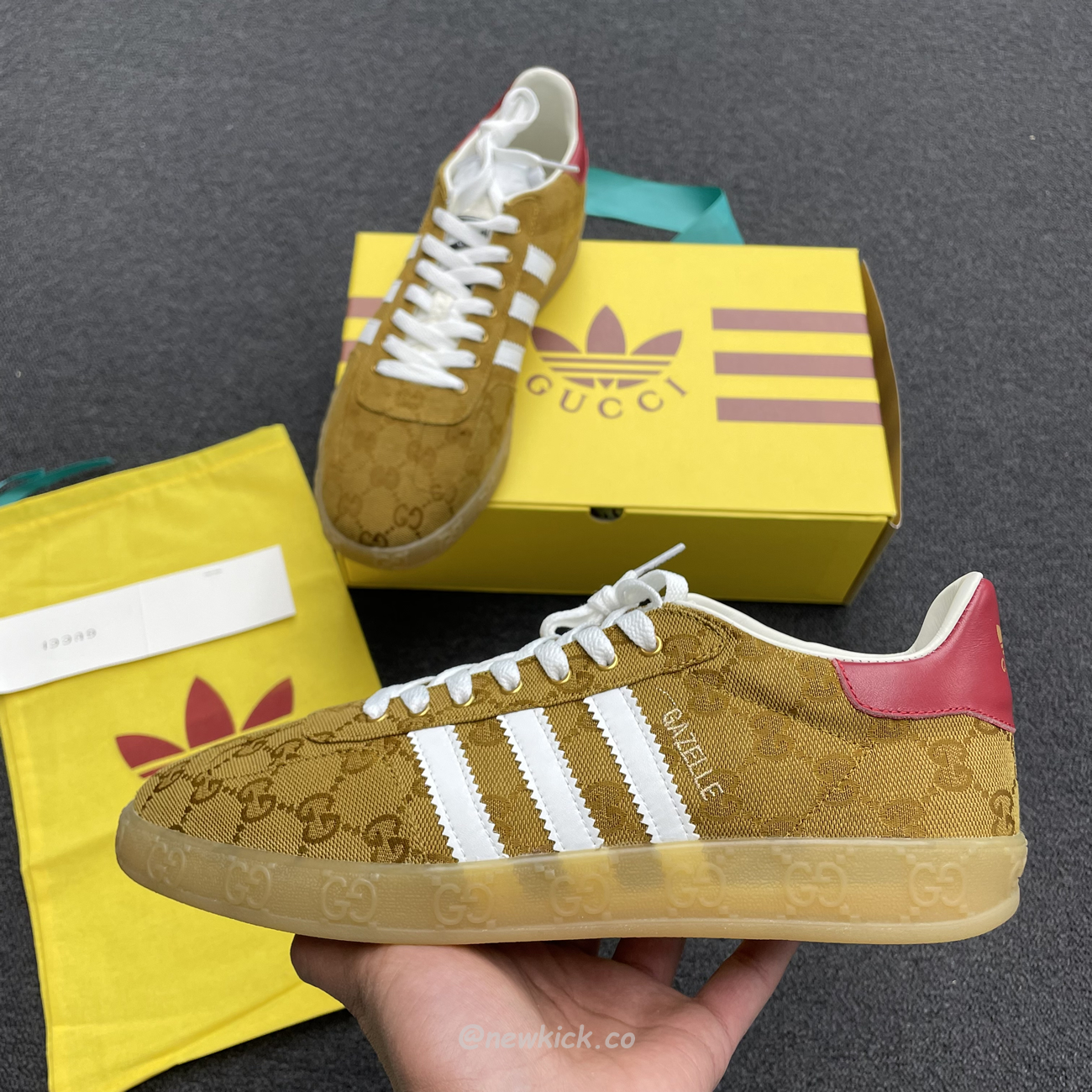 Adidas Gazelle Gucci Original Gg Beige Brown 707868 Uwv20 7162 (13) - newkick.cc