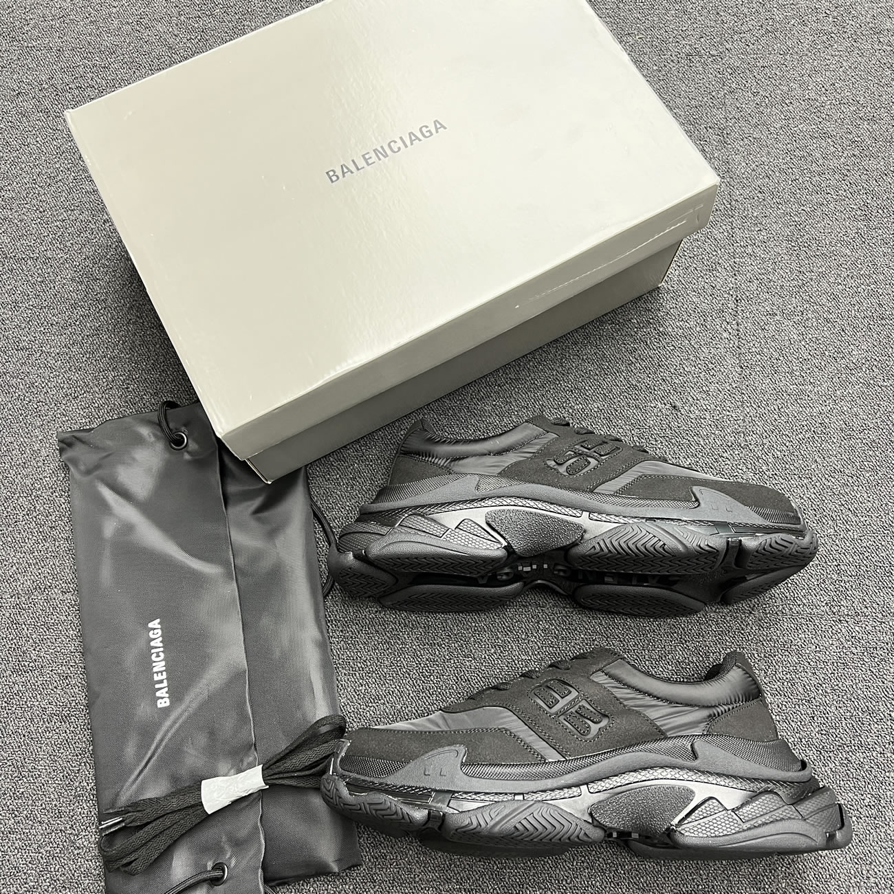 Balenciaga Triple S Nylon Black Bule 710157 W3cu1 1000 (12) - newkick.cc