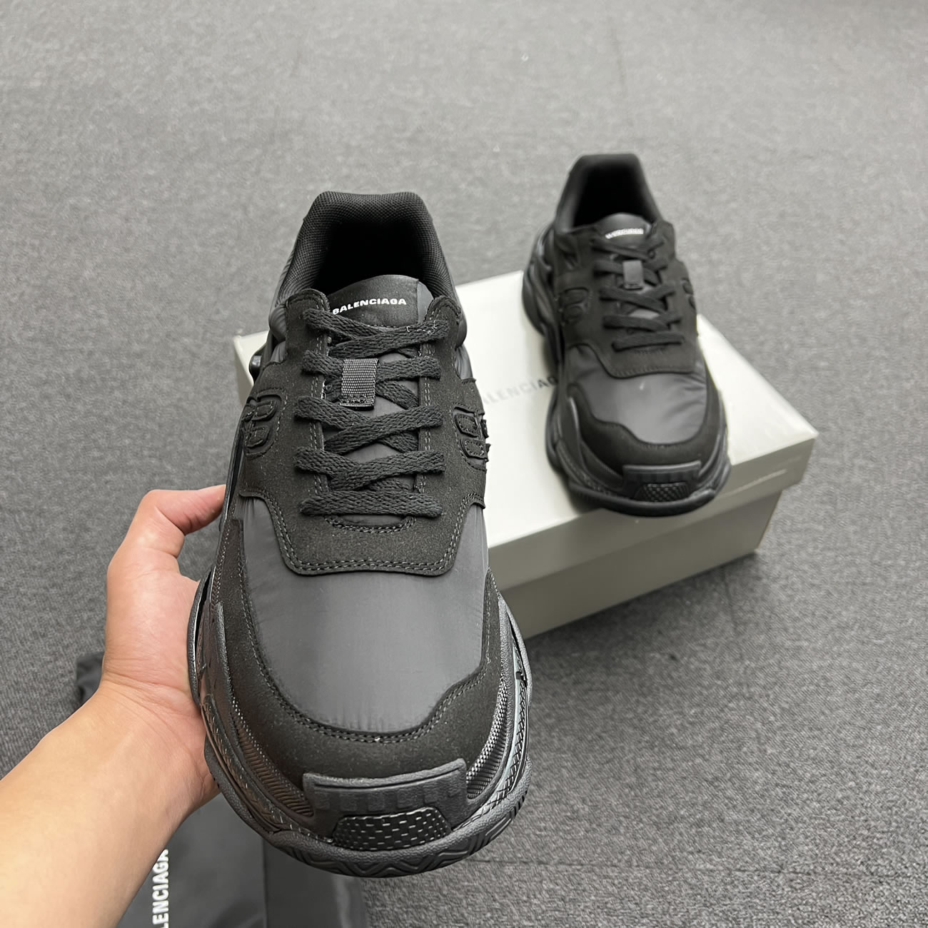 Balenciaga Triple S Nylon Black Bule 710157 W3cu1 1000 (16) - newkick.cc