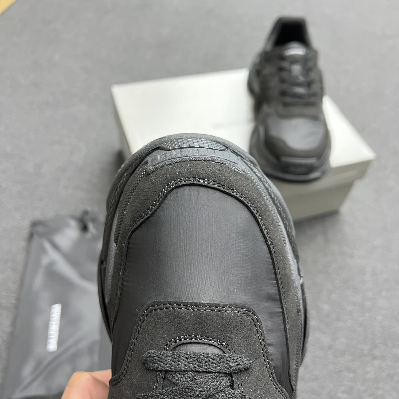 Balenciaga Triple S Nylon Black Bule 710157 W3cu1 1000 (4) - newkick.cc