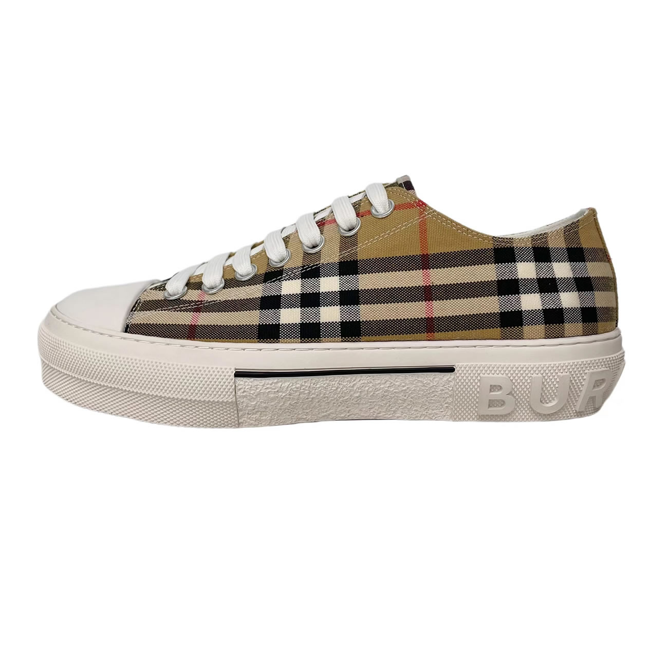 Burberry Vintage Check Cotton Sneakers Archive Beige White W 80505061 (1) - newkick.cc