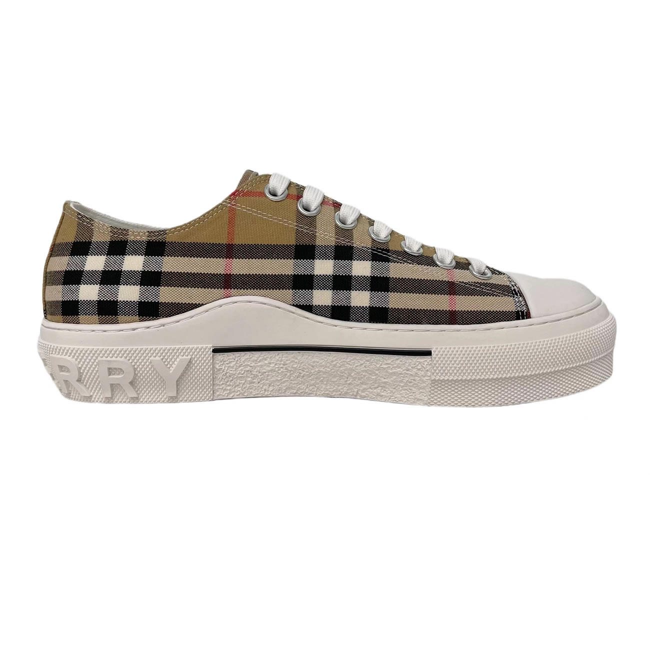 Burberry Vintage Check Cotton Sneakers Archive Beige White W 80505061 (11) - newkick.cc