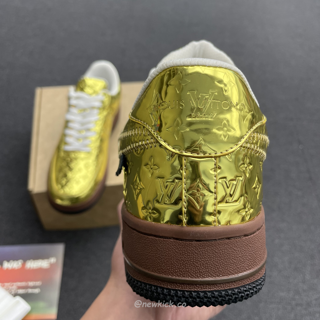 Louis Vuitton Nike Air Force 1 Low By Virgil Abloh Metallic Gold (11) - newkick.cc