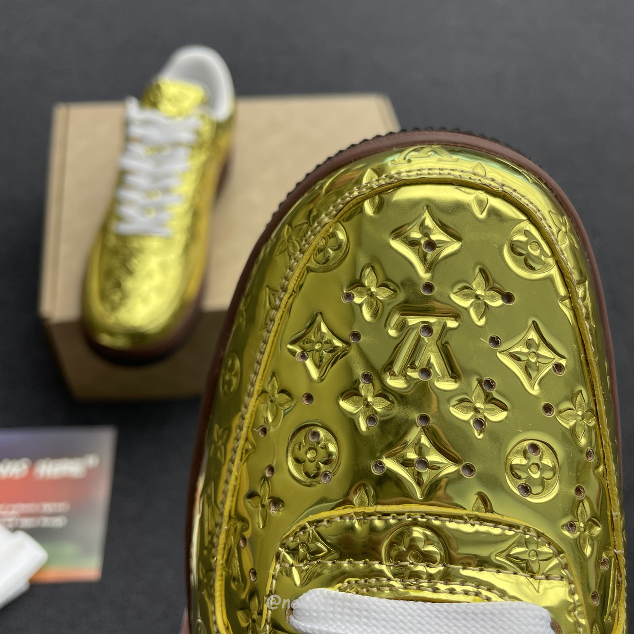 Louis Vuitton Nike Air Force 1 Low By Virgil Abloh Metallic Gold (3) - newkick.cc